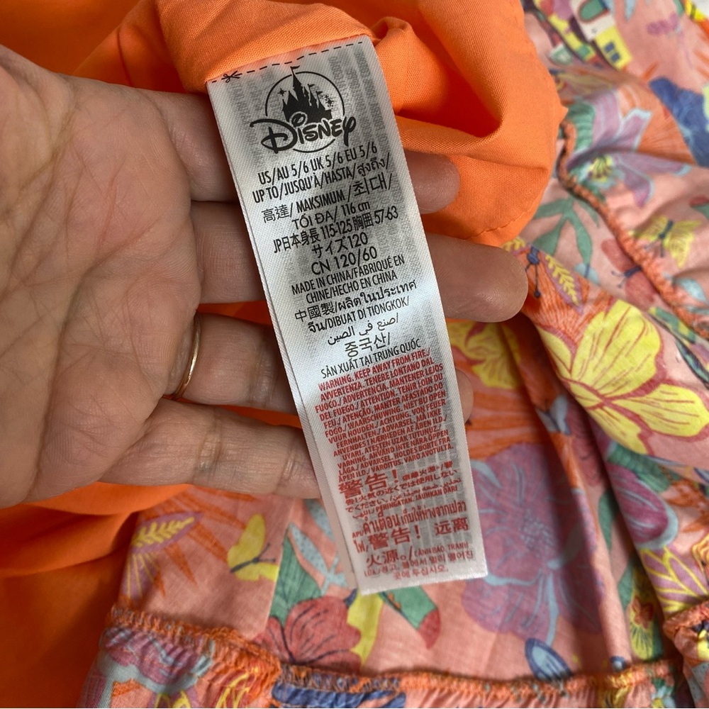NWOT Disney Encanto Bright Tropical Print Sundress - Orange Floral Size 5/6 - Picture 7 of 11